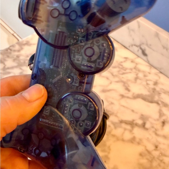 Sony PlayStation 2 PS2 Ocean Blue Clear Controller - OEM DualShock2 SCPH-10010 - Picture 8 of 9